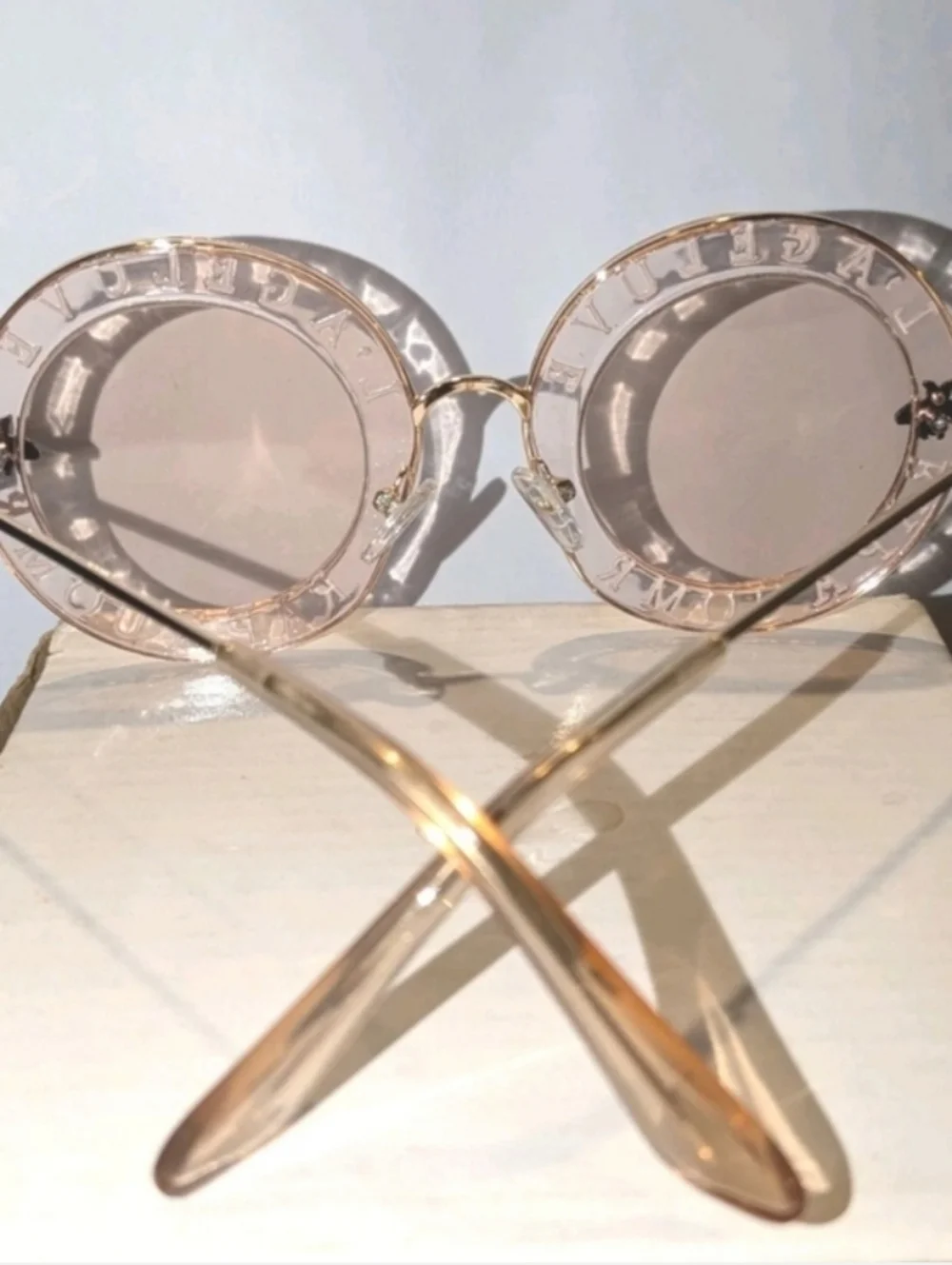 Round Luxury Tea Tint Bold Statement Print Sunglasses